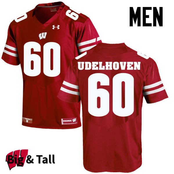 Wisconsin Badgers Men's #60 Connor Udelhoven NCAA Under Armour Authentic Red Big & Tall College Stitched Football Jersey LH40L02RI